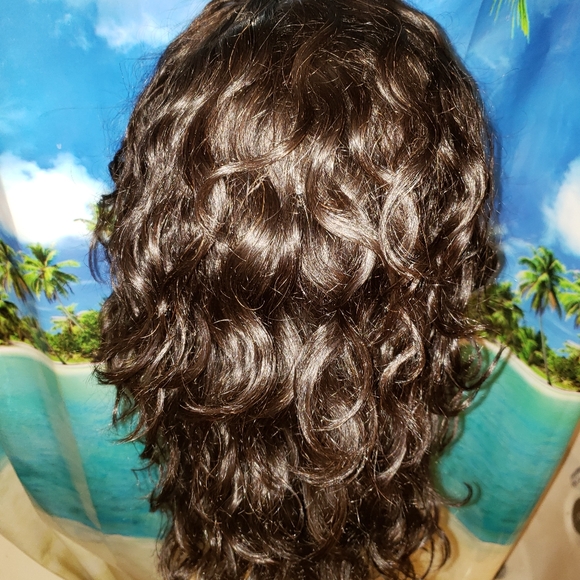 DARK BROWN WAVY WIG, NEW - Picture 6 of 7